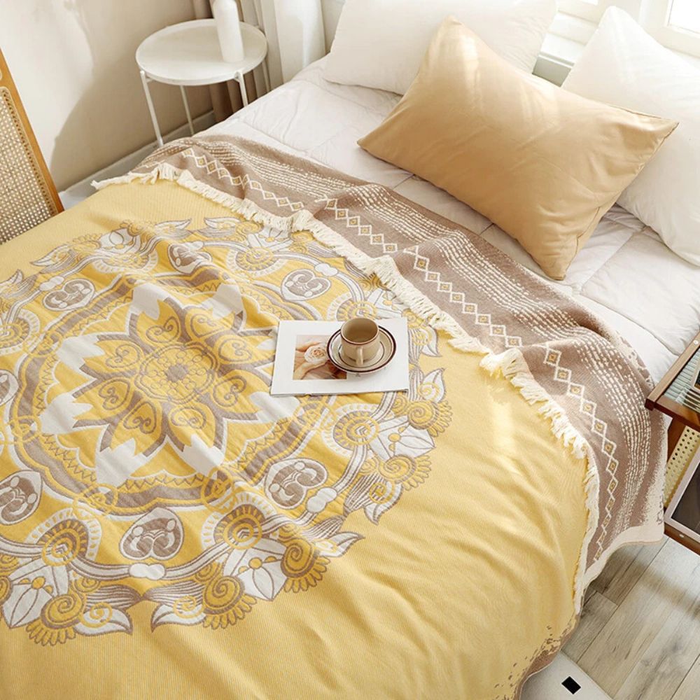 WandernBoho: Stylish Cotton Blanket with Geometric Pattern & Boho Look – for Living & Sleeping Areas
