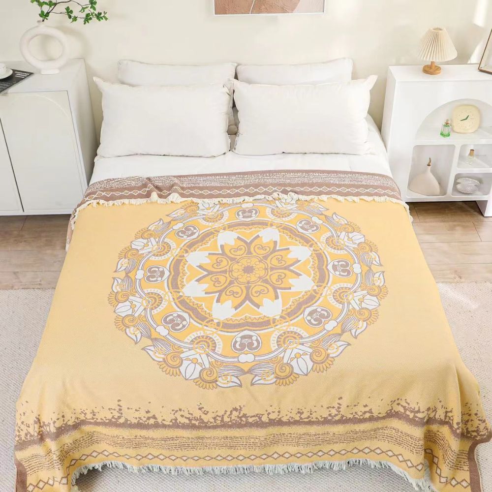 WandernBoho: Stylish Cotton Blanket with Geometric Pattern & Boho Look – for Living & Sleeping Areas