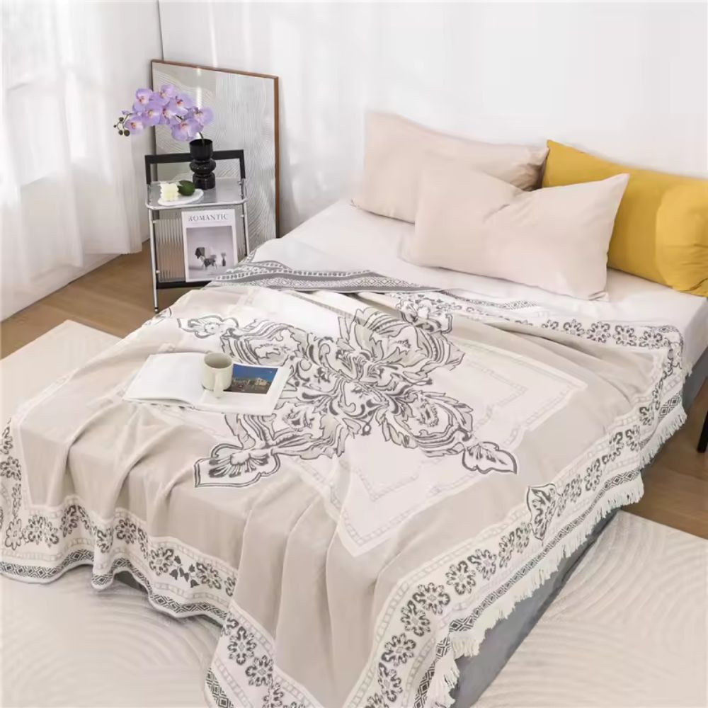 WandernBoho: Stylish Cotton Blanket with Geometric Pattern & Boho Look – for Living & Sleeping Areas