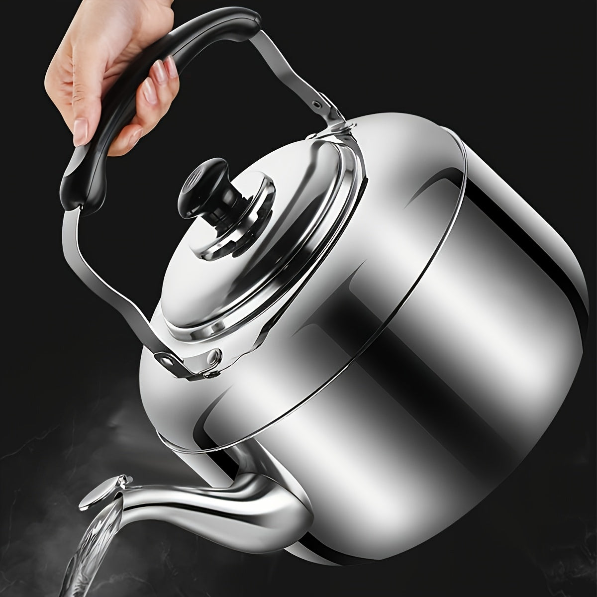 HeatElegance: Stainless Steel Kettle with High Capacity & Modern Look – for Kitchen & Restaurant