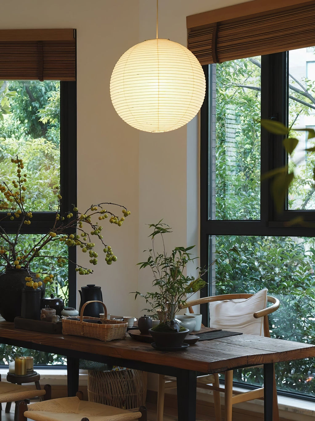 Japanese Washi Paper Globe Pendant Light 1-Light