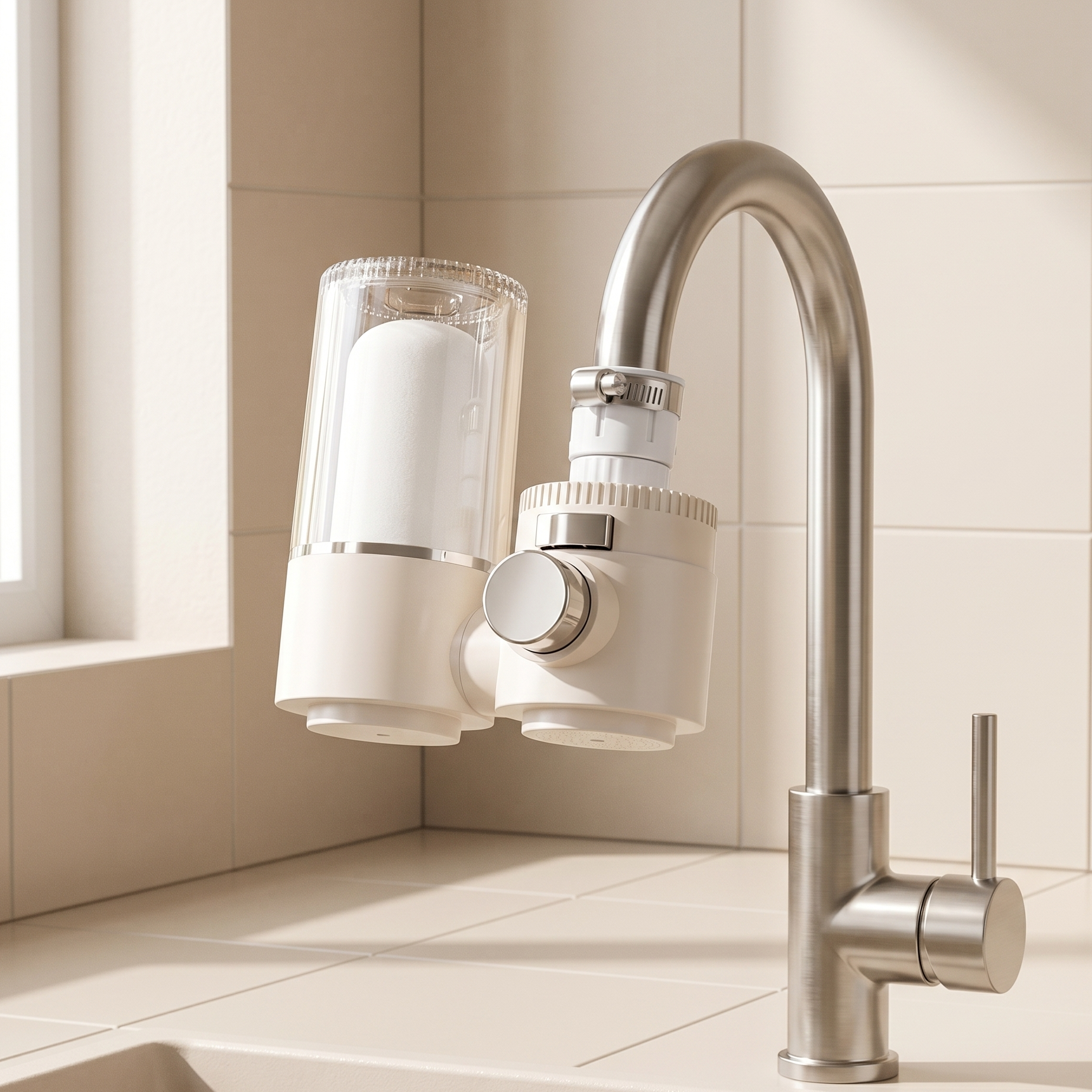 Water Filter, Universal Fit, Stainless Steel Housing, Faucet Mounted