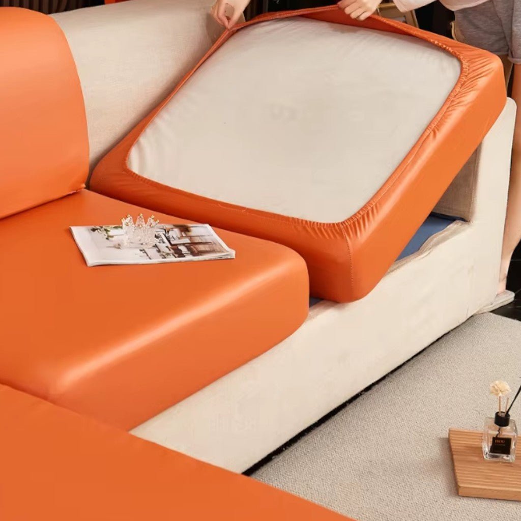 Sofa Cushion Cover Waterproof PU Leather Stretch, Easy Clean