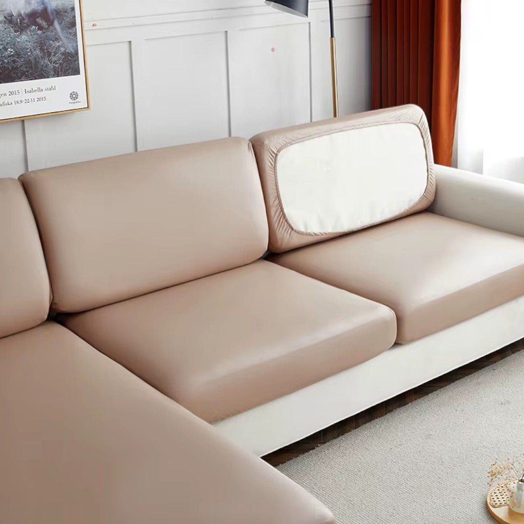 Sofa Cushion Cover Waterproof PU Leather Stretch, Easy Clean