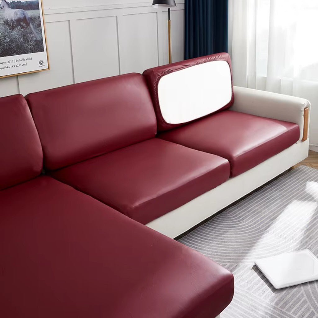 Sofa Cushion Cover Waterproof PU Leather Stretch, Easy Clean