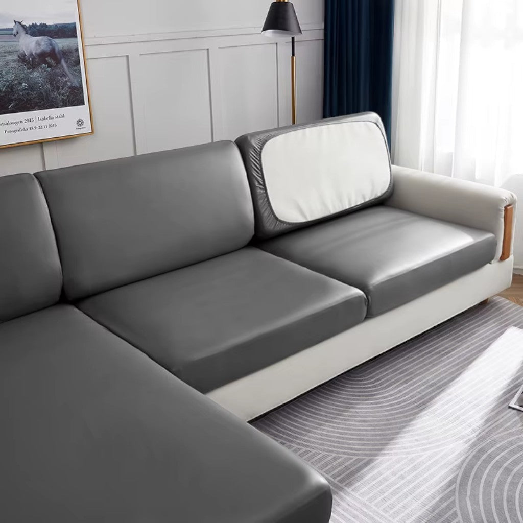 Sofa Cushion Cover Waterproof PU Leather Stretch, Easy Clean