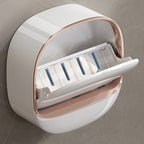 Wall Mounted Soap Dish with Draining Box Waterproof Bathroom Organizer