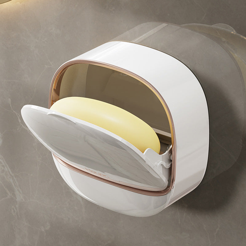 Wall Mounted Soap Dish with Draining Box Waterproof Bathroom Organizer