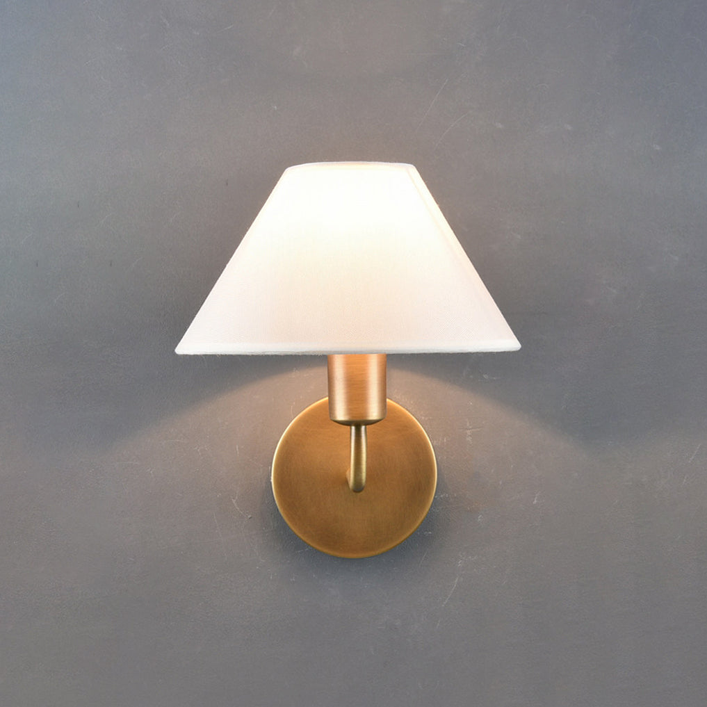 Brass Gooseneck Wall Sconce with Flared Linen Shade
