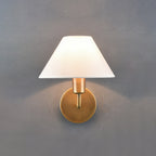 Brass Gooseneck Wall Sconce with Flared Linen Shade