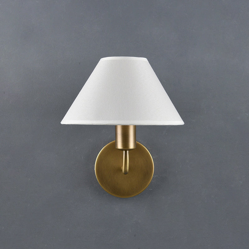 Brass Gooseneck Wall Sconce with Flared Linen Shade