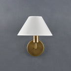 Brass Gooseneck Wall Sconce with Flared Linen Shade