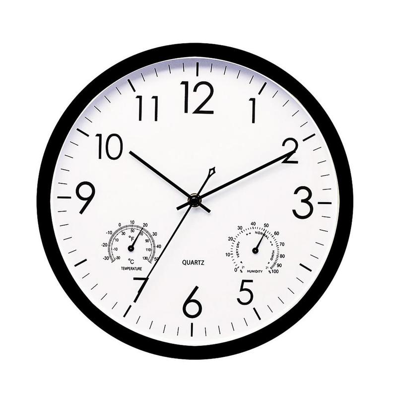 Outdoor Clock 30cm Weatherproof ABS with Thermometer and Humidity Meter Battery Powered