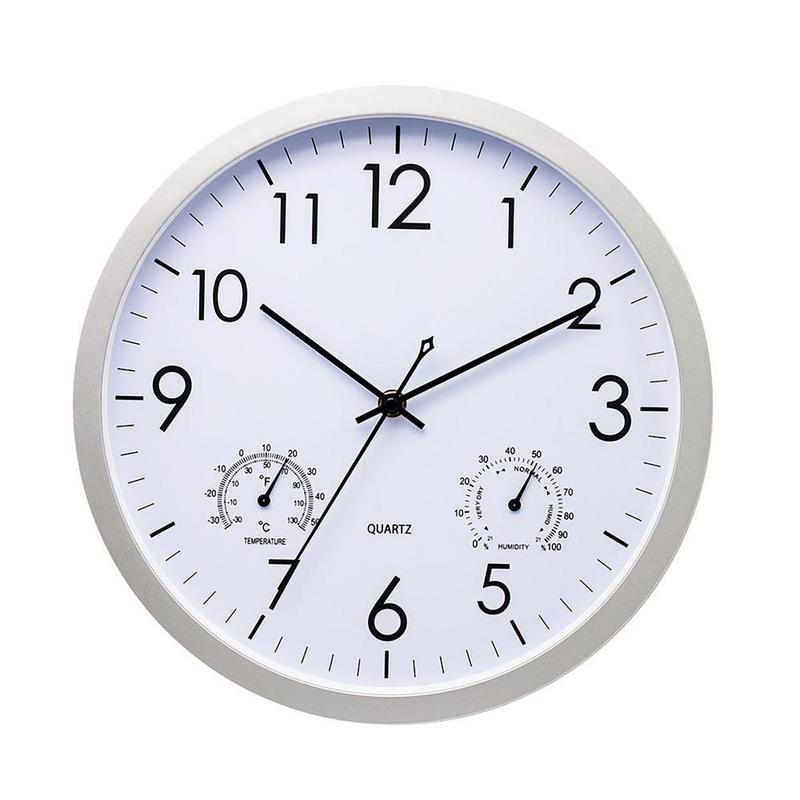 Outdoor Clock 30cm Weatherproof ABS with Thermometer and Humidity Meter Battery Powered