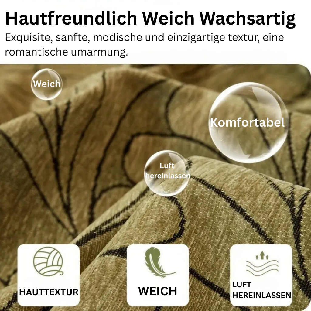 WedelEleganz: Sofa Cover in Jacquard Leaf Pattern Made of Cotton & Polyester with Reversible Design – for Sofa & Living Room