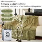 WedelEleganz: Sofa Cover in Jacquard Leaf Pattern Made of Cotton & Polyester with Reversible Design – for Sofa & Living Room