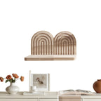 WeissBogen: Wall Shelf Wood – decorative, floating & hanging in modern Boho style with groove structure for living room & bathroom