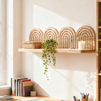 WeissBogen: Wall Shelf Wood – decorative, floating & hanging in modern Boho style with groove structure for living room & bathroom