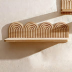 WeissBogen: Wall Shelf Wood – decorative, floating & hanging in modern Boho style with groove structure for living room & bathroom