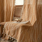 Wheat Magic: Curtain with Embroidery Pattern & Tassels – Decorative in Country House Style