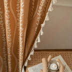 Wheat Magic: Curtain with Embroidery Pattern & Tassels – Decorative in Country House Style
