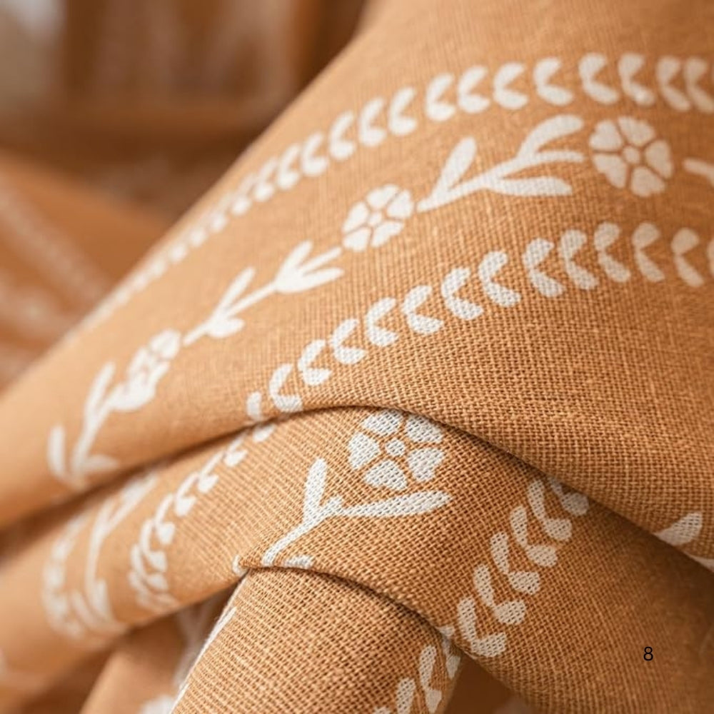 Wheat Magic: Curtain with Embroidery Pattern & Tassels – Decorative in Country House Style