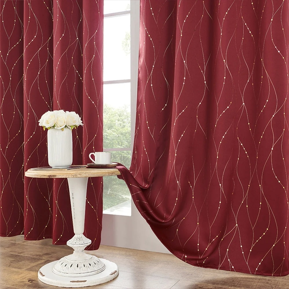 WaveElegance: Blackout Curtain with Glossy Design – Stylish for Living & Sleeping Areas