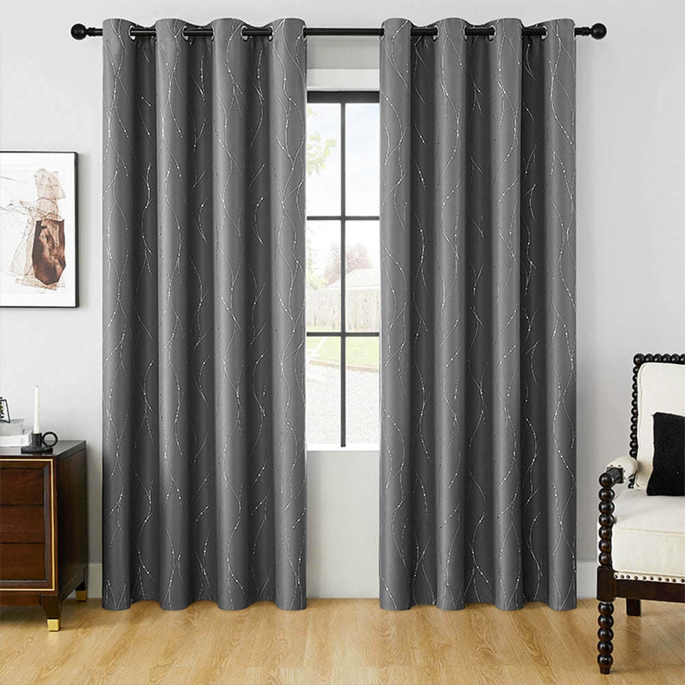 WaveElegance: Blackout Curtain with Glossy Design – Stylish for Living & Sleeping Areas