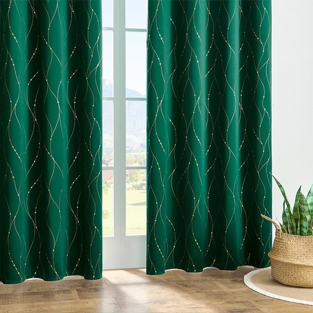 WaveElegance: Blackout Curtain with Glossy Design – Stylish for Living & Sleeping Areas