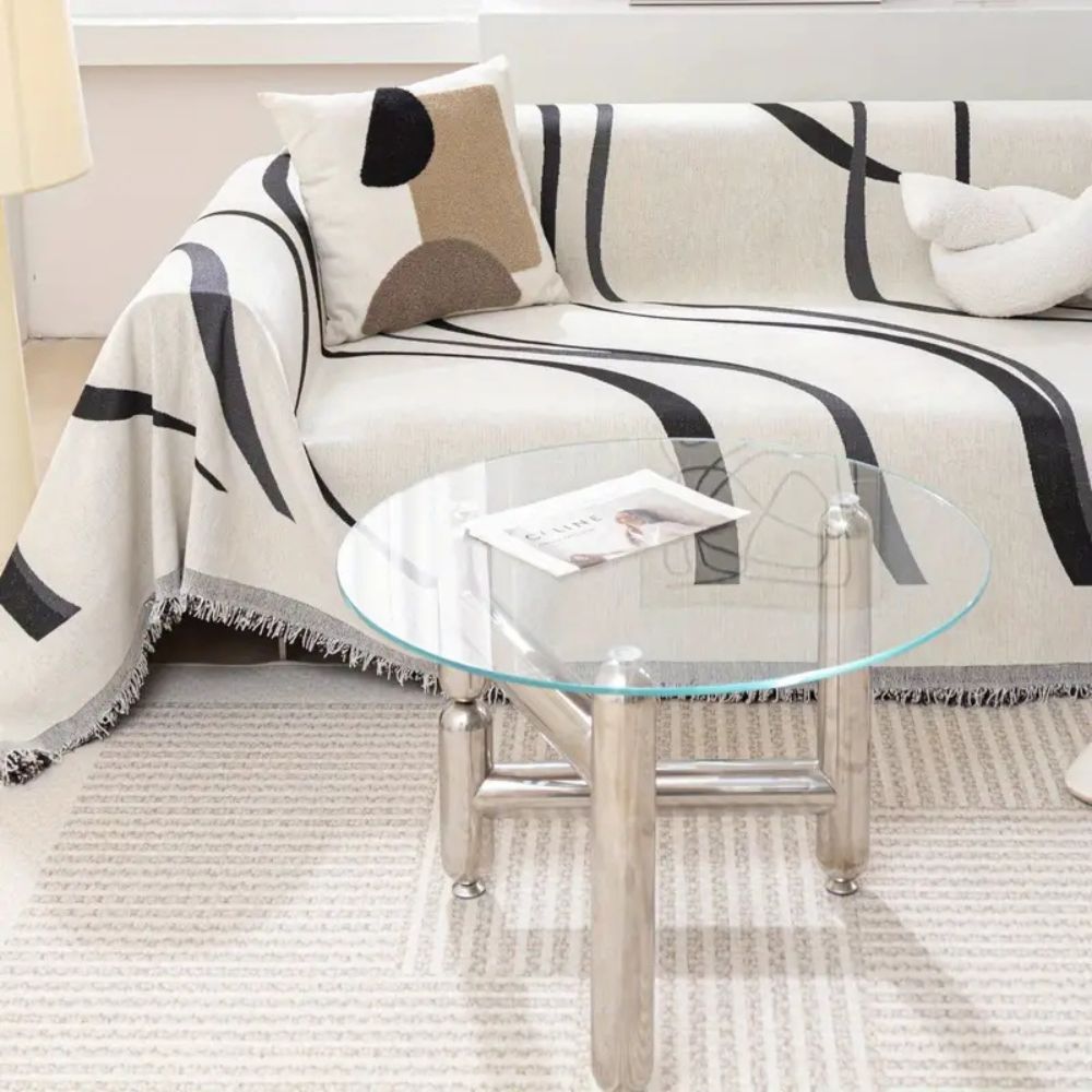 WaveDream: Chenille Sofa Cover with Jacquard Wave Pattern & Non-Slip Comfort – for Sofa & Living Room