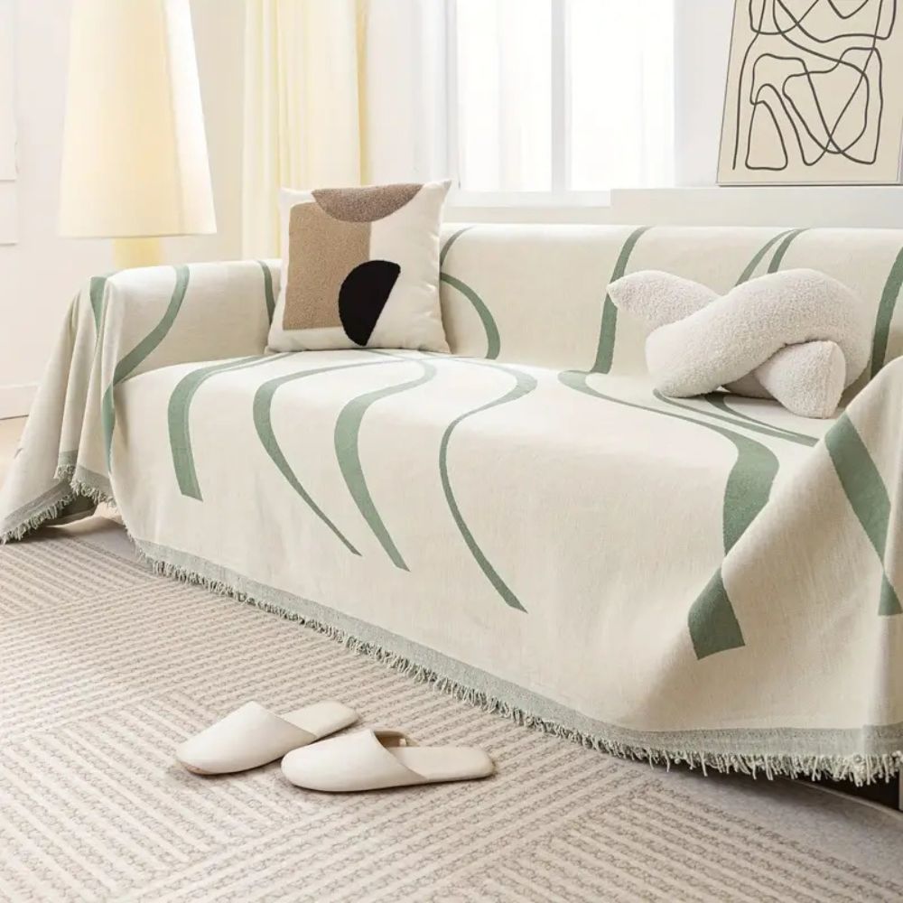 WaveDream: Chenille Sofa Cover with Jacquard Wave Pattern & Non-Slip Comfort – for Sofa & Living Room
