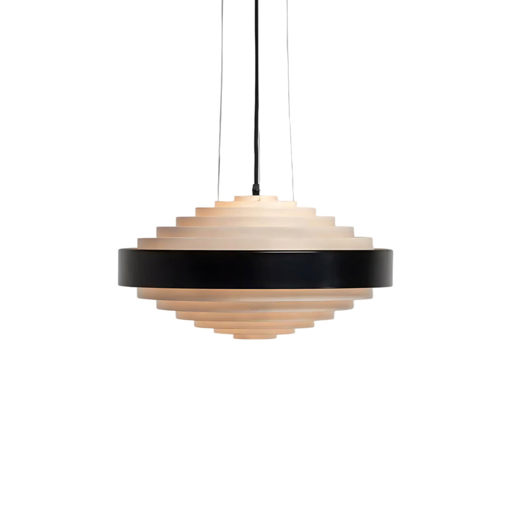 Layered Ring Disc Pendant Chandelier in Black & White