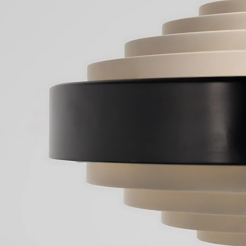 Layered Ring Disc Pendant Chandelier in Black & White