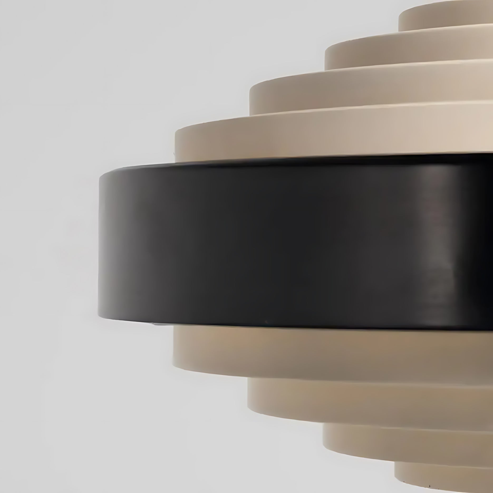 Layered Ring Disc Pendant Chandelier in Black & White