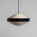 Layered Ring Disc Pendant Chandelier in Black & White