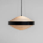 Layered Ring Disc Pendant Chandelier in Black & White