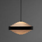 Layered Ring Disc Pendant Chandelier in Black & White