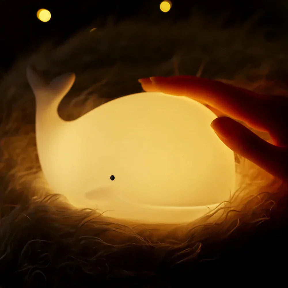 WhaleGlow: Rechargeable Whale Night Light Made of Silicone with Color Change & USB – for Baby Rooms & Sleep Aid