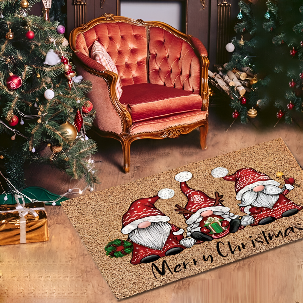 Gnome Magic: Christmas Doormat in Welcome Design – Non-slip, Decorative & Festive for Front Door & Hallway
