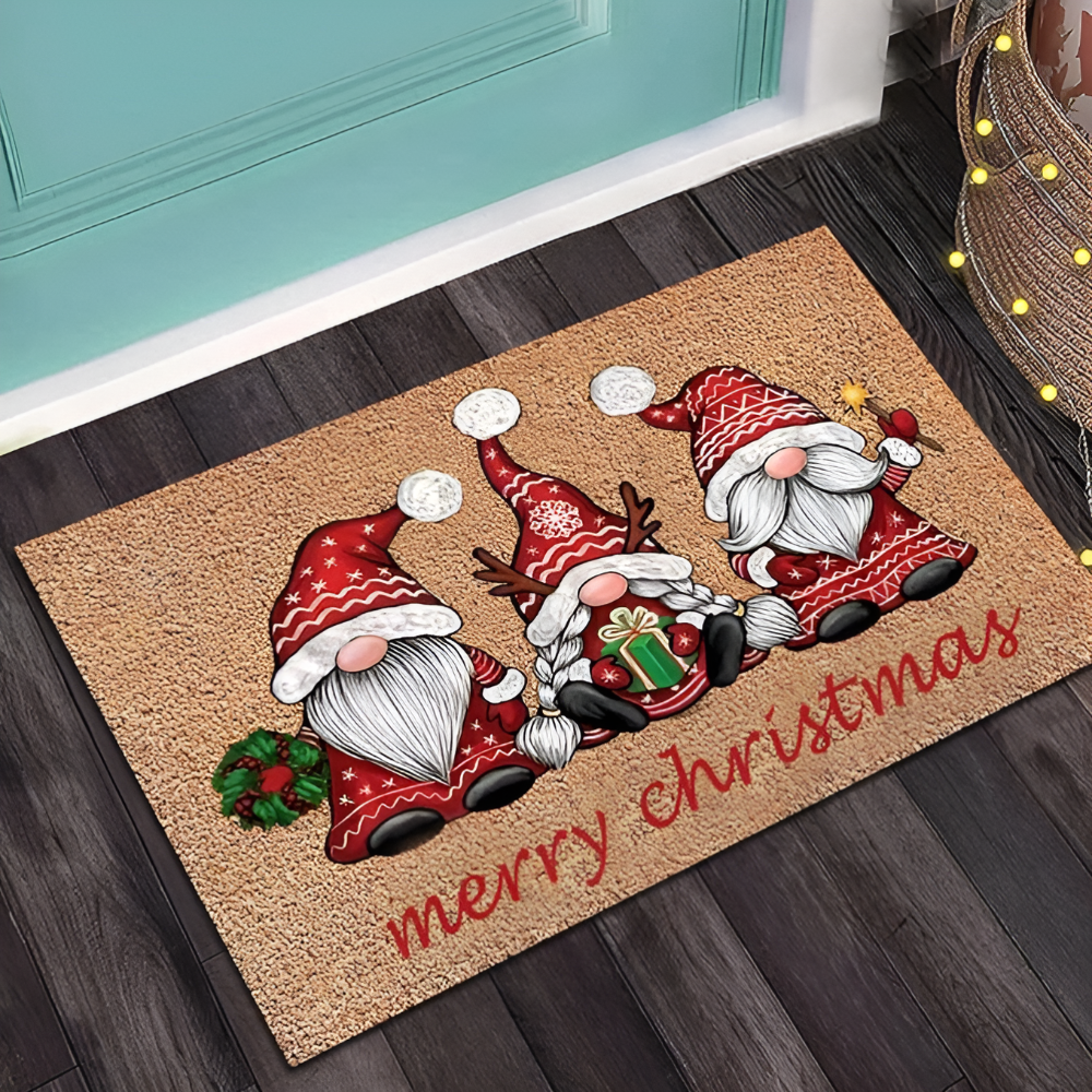 Gnome Magic: Christmas Doormat in Welcome Design – Non-slip, Decorative & Festive for Front Door & Hallway