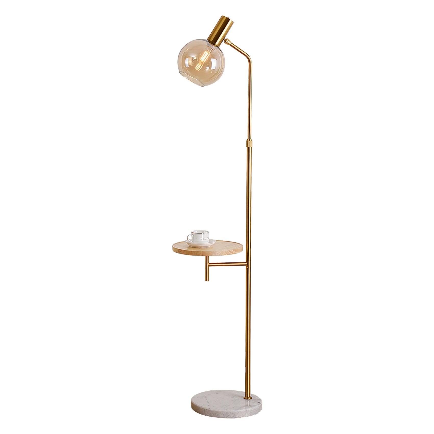 Marble Base Gold Floor Lamp with Charging Table