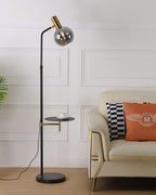 Marble Base Gold Floor Lamp with Charging Table