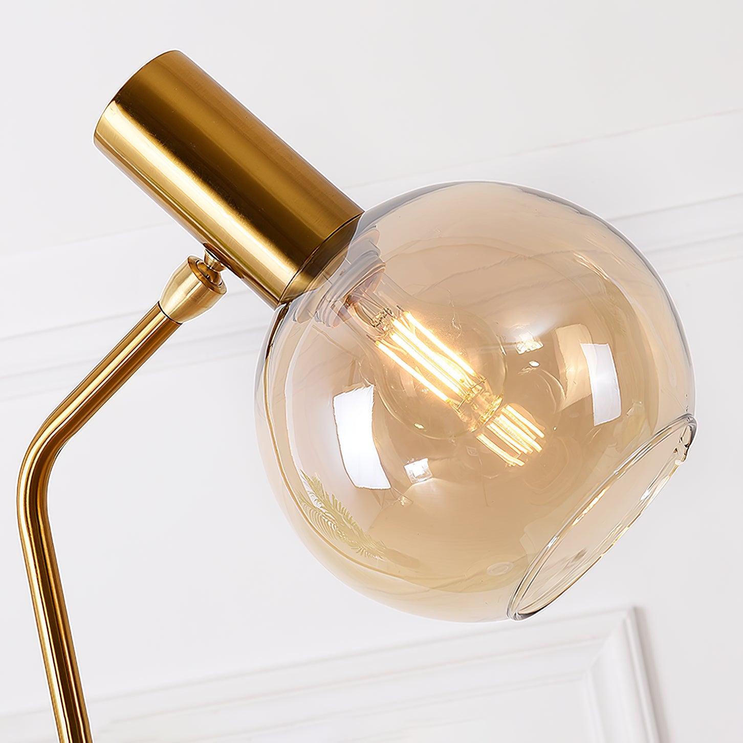 Marble Base Gold Floor Lamp with Charging Table