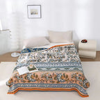 Meadow Happiness: Lightweight Cotton Blanket in Boho Style with Floral Pattern – for Living and Sleeping Areas