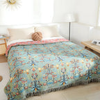WildPetal: Reversible Cotton Blanket with Jacquard Floral Pattern & Tassel Edge – for Sofa & Bedroom