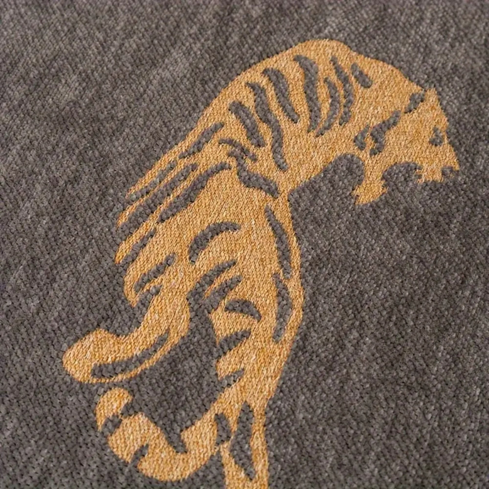 WildLuxe: Chenille Sofa Throw with Tiger Pattern – Stylish Sofa Cover for Living Room & Bedroom