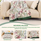 Wildflower Magic: Cotton Blankets Made from Organic Cotton with Fluffy Texture & Stylish Look – for Sofa & Lounge
