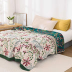 Wildflower Magic: Cotton Blankets Made from Organic Cotton with Fluffy Texture & Stylish Look – for Sofa & Lounge