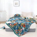 Wildflower Splendor: Stylish Cotton Blanket with Floral Pattern & Soft Quality – for Living & Sleeping Areas