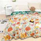 Wildflower: Cotton Blanket with Jacquard Floral Pattern & Breathable Quality – for Bed & Living Room